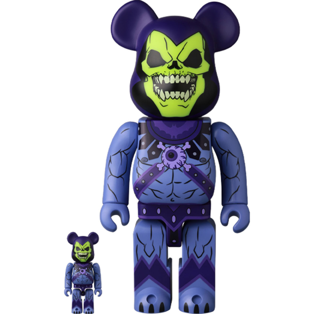 100% + 400% Mishka x Skeletor : Masters of the Universe Be@rbrick (Set)