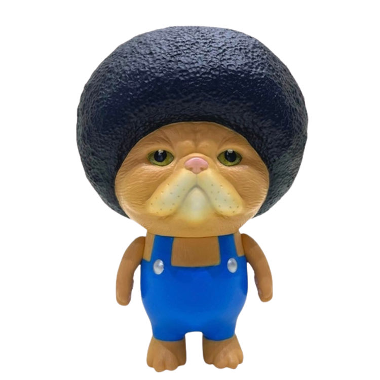 Blue Overalls Afro Cat by Bird Ark