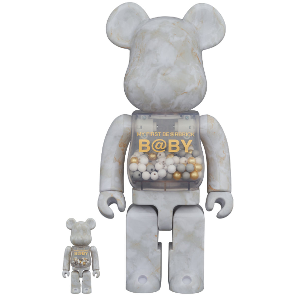 100% + 400% White Marble My First Be@rbrick B@by Be@rbrick (Set)