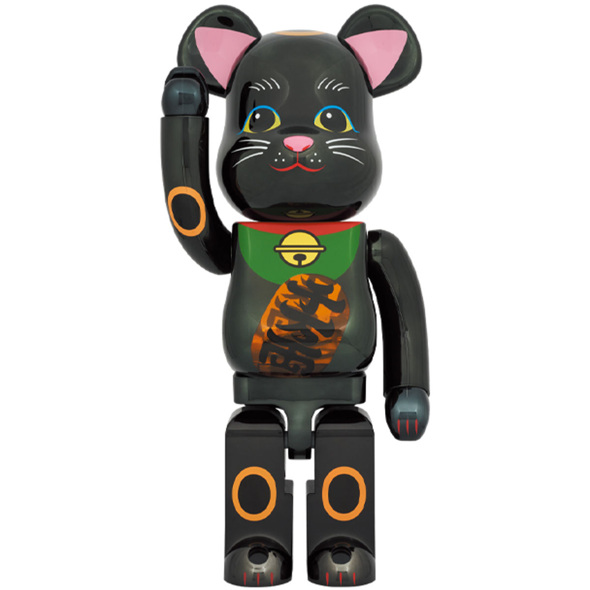 1000% Black Plating Luminescence Beckoning Cat Bearbrick