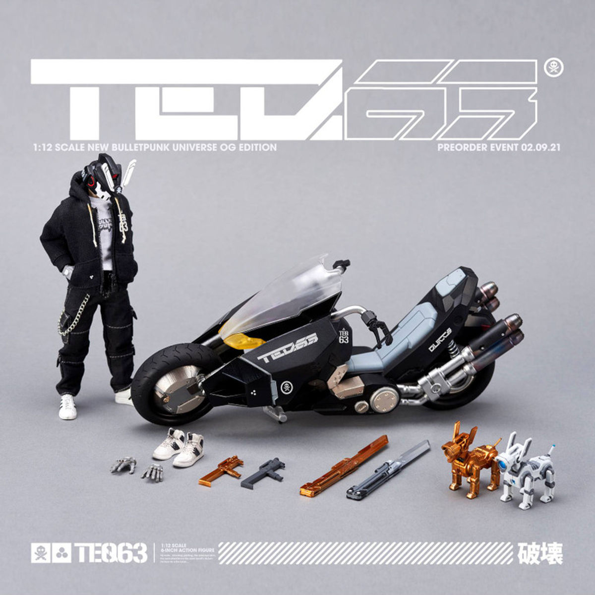 TEQ63 1/12th Action Figure OG Black Deluxe Bike