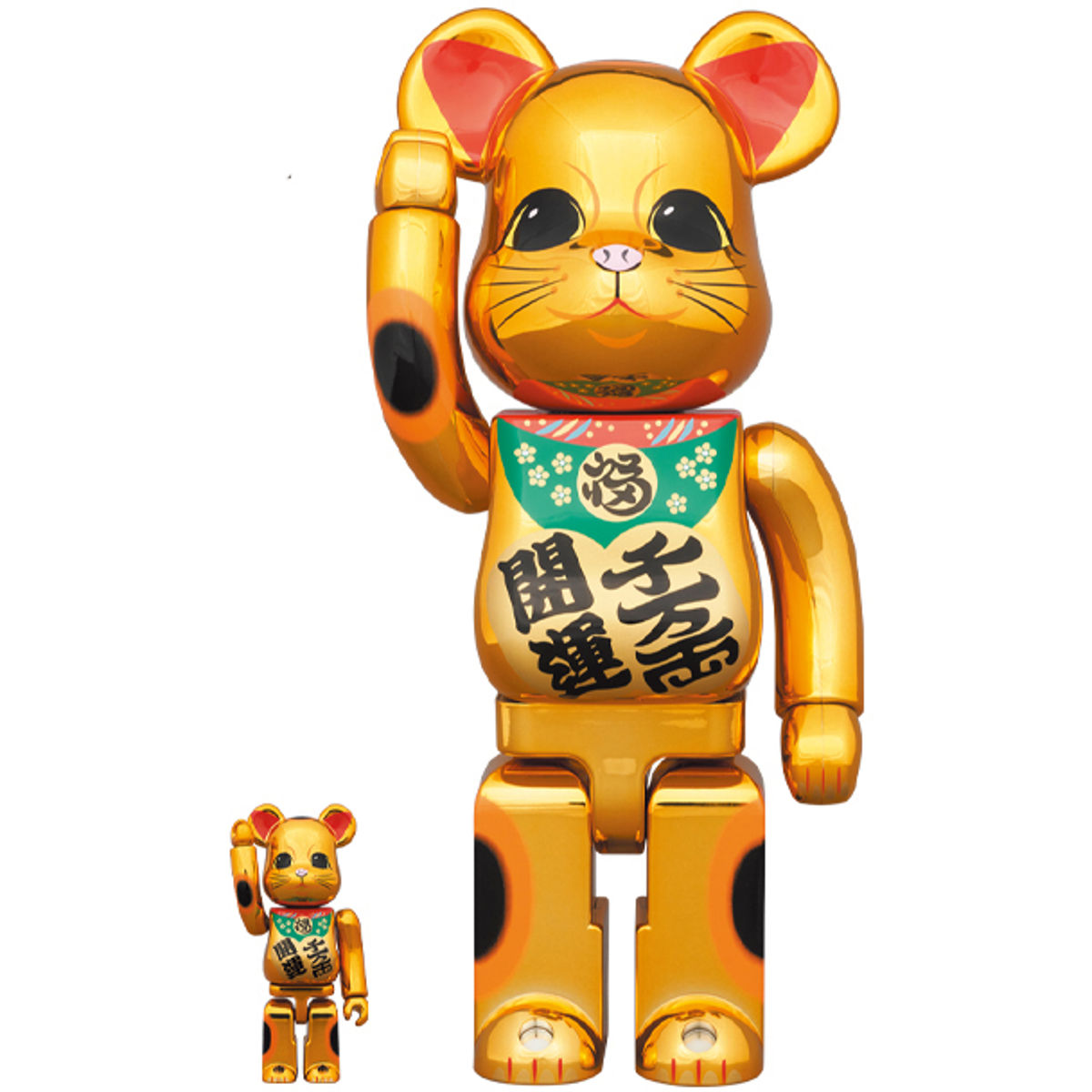 100% + 400% Gold Plated Lucky Cat 10 Million Be@rbrick (Set)
