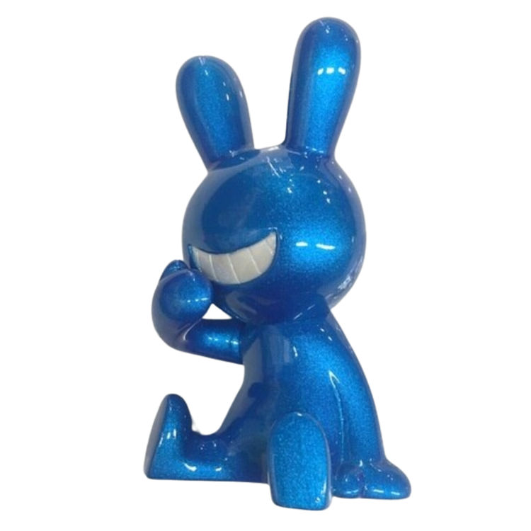 Candy Blue Sitting Black Rabbit by Tadayuki Iwa (Black Rabbit)