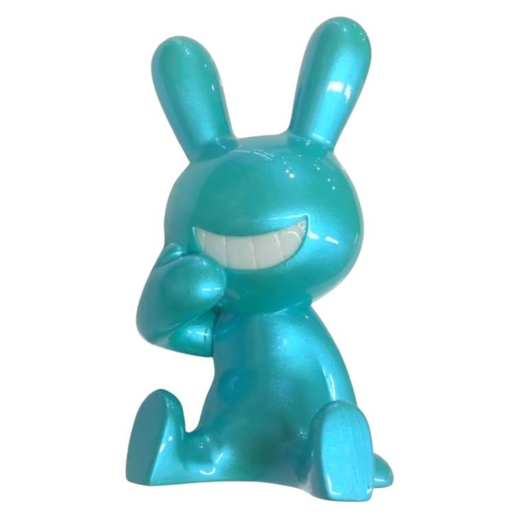 Metallic Light Blue Sitting Black Rabbit by Tadayuki Iwa (Black Rabbit)