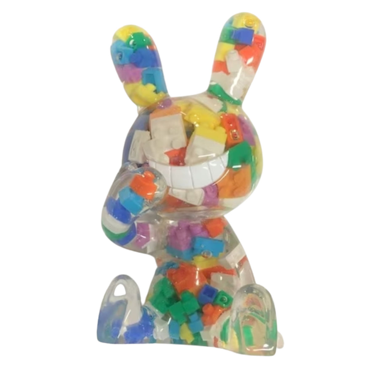 Clear Block Sitting Black Rabbit