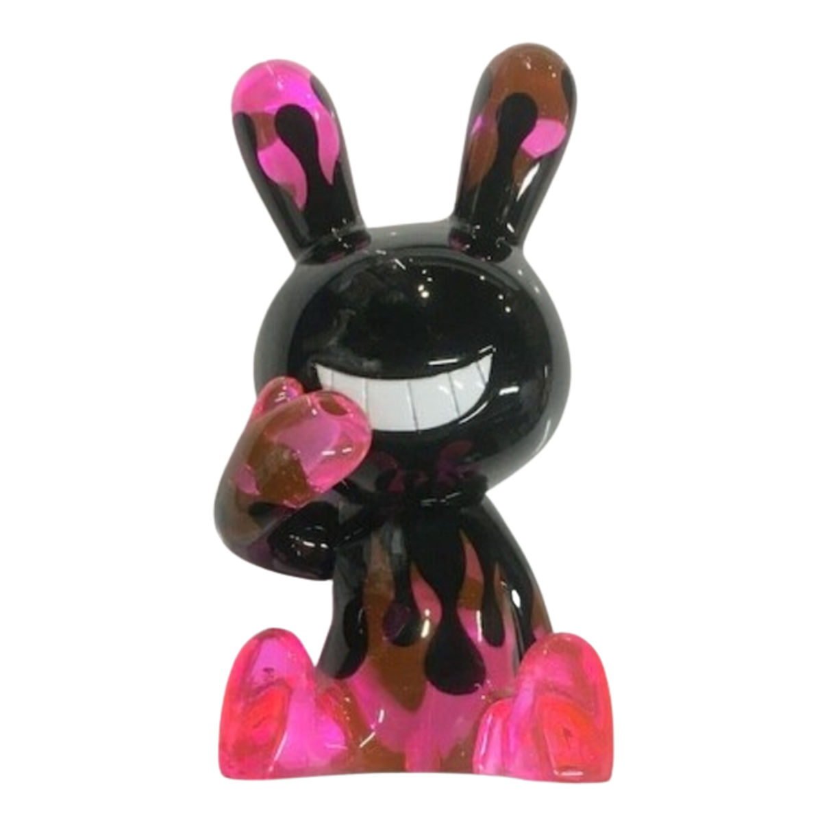 Pink Crystal Fire Sitting Black Rabbit