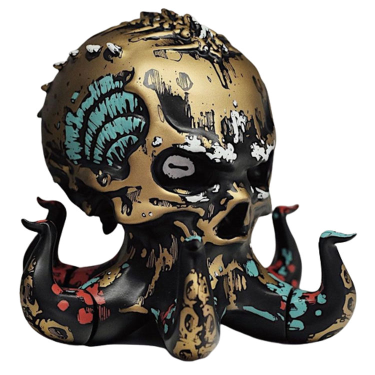 Gold + Red, White, Teal Skulltopus by Mr. Kumkum (Paskalis Kunang)