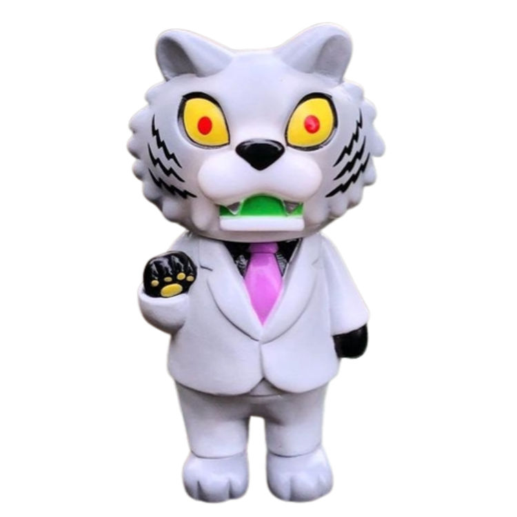 White Suit Pink Tie Tiger Boss by Cristina Ravenna