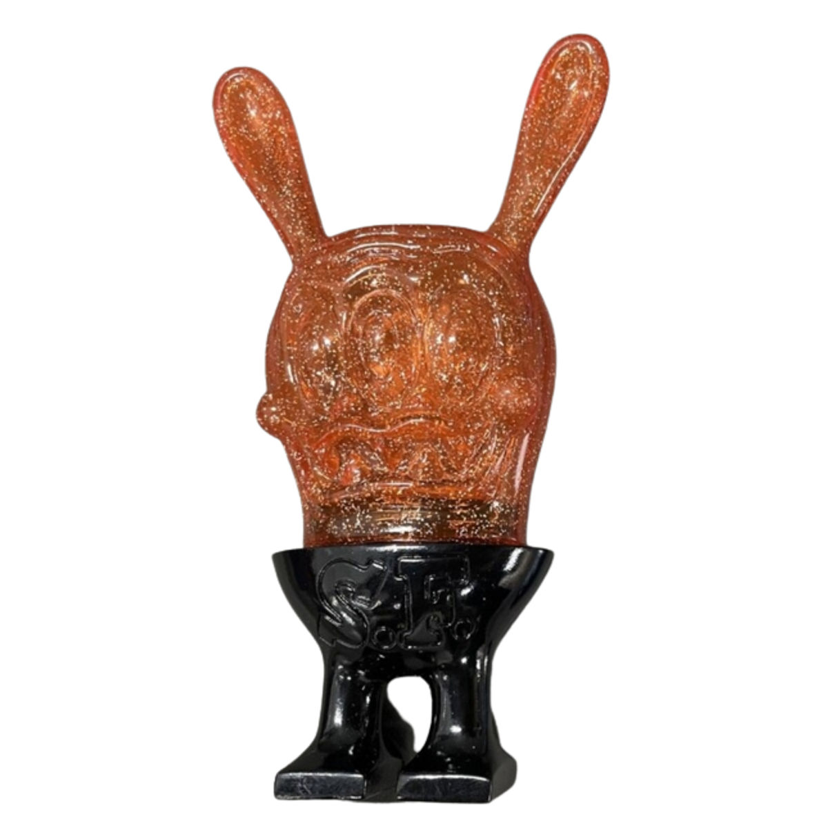 Orange Clear Marble Black Bunny Space Friend