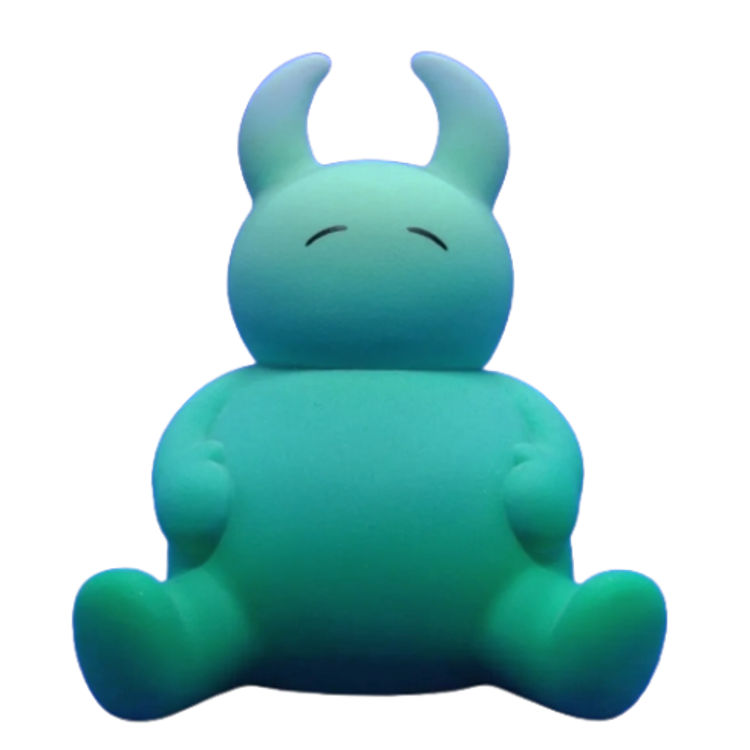 Flocked Green Sitting Uamou (Manpuku) by Uamou (Ayako Takagi)