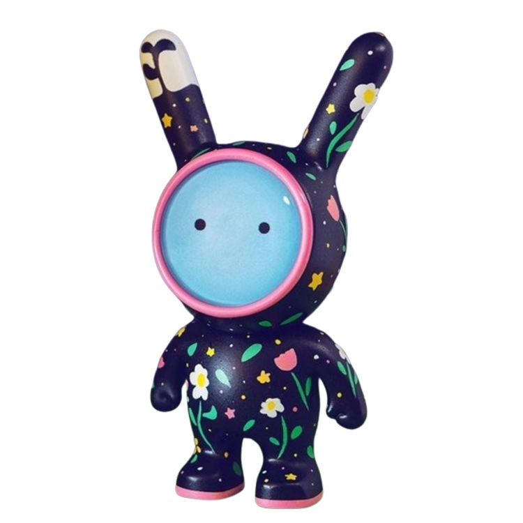 Black Floral Space Rabbit by Space Rabbit Studio