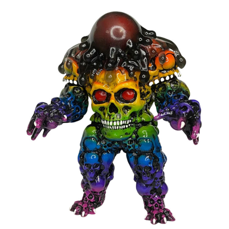 Rainbow Wash Ooze Skull Dangler by DuBose Art