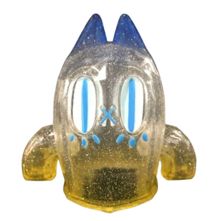 Clear Blue Yellow Glitter Ben the Ghost Cat by Mao