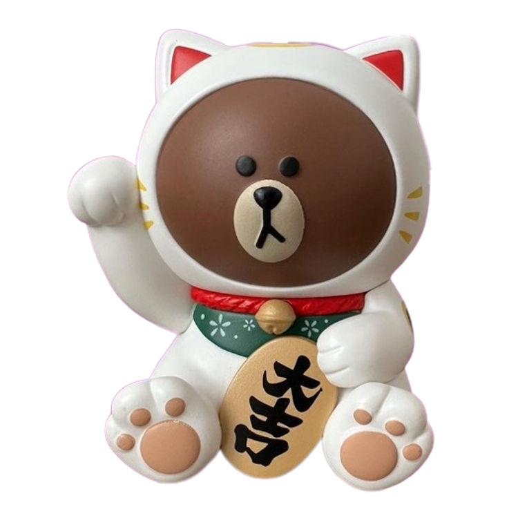 White Lucky Cat Brown by Line Friends (Kang Byeong Mok)