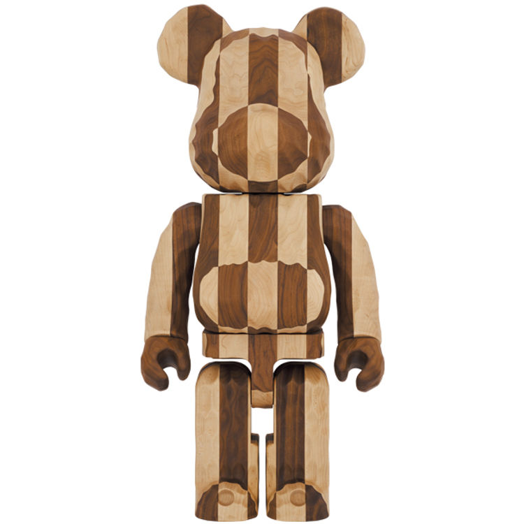 1000% Carved Wood Longitudinal Chess Bearbrick by Fragment Design (Hiroshi Fujiwara)