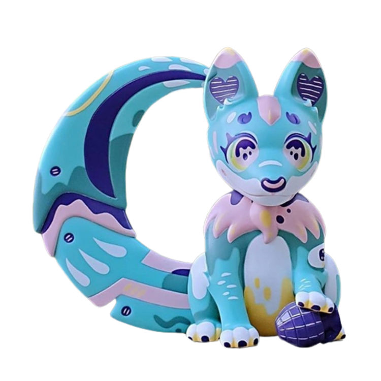 Blue Pink Kama Kitsune by Gilbert Yam