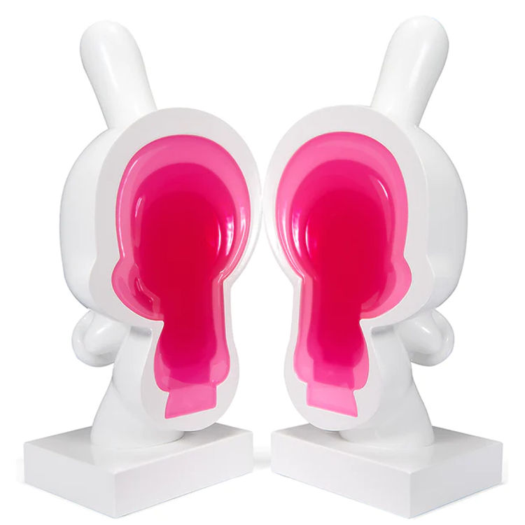 White & Pink Resin Dunny Bookends by Kidrobot