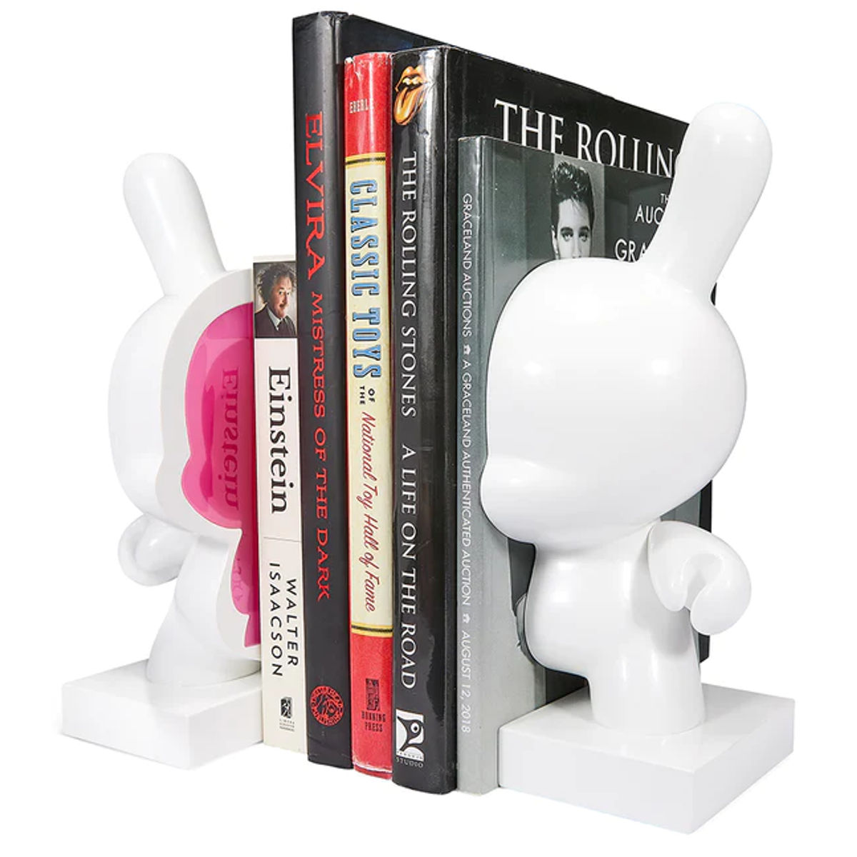 White & Pink Resin Dunny Bookends