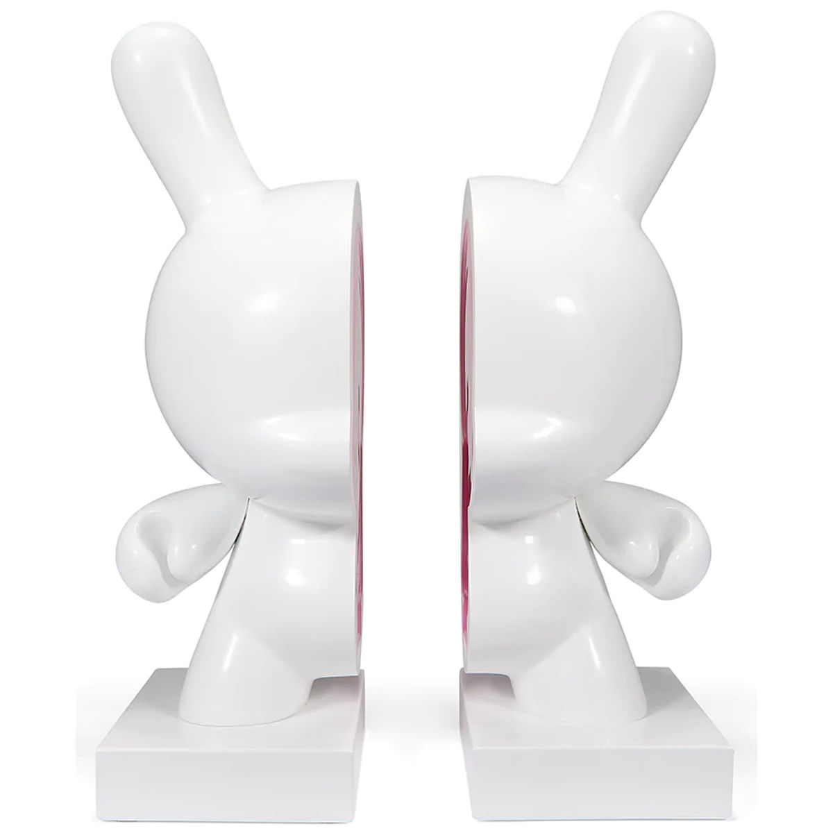 White & Pink Resin Dunny Bookends