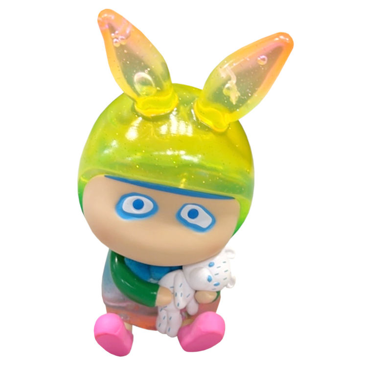 A Boy Sit Down Comedian Rainbow with Teddy by B.Wing
