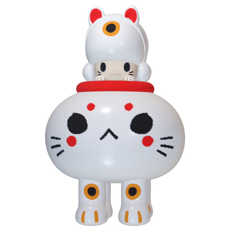 Mini Miwu & Jelly dino ManekiNeko White by Burning Monster