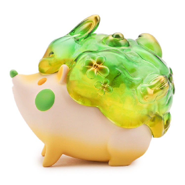 Moon Dancing Jade Rabbit Hedgehog - Emerald Green by Luyao Designs