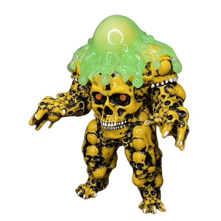 Slime Yellow Black Skull Dangler by DuBose Art